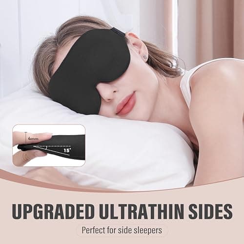 YIVIEW Sleep Mask for Side Sleeper, Complete Light Blocking 3D Sleeping Eye Mask, Soft Breathable Eye Cover for Women Men, Relaxing Zero Pressure Night Blindfold - Black thumbnail 2