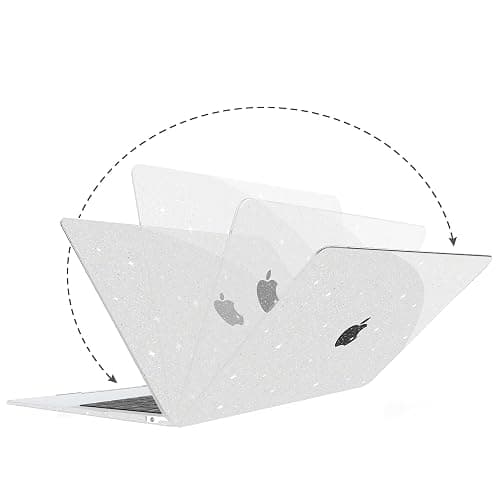 G JGOO Compatible with MacBook Air 13 Inch Case 2022 2021 2020 2019 2018 Release M1 A2337 A2179 A1932 Touch ID, Clear Glitter Plastic Hard Shell Case + Keyboard Cover +50 Pcs Laptop Sticker, Sparkly thumbnail 2