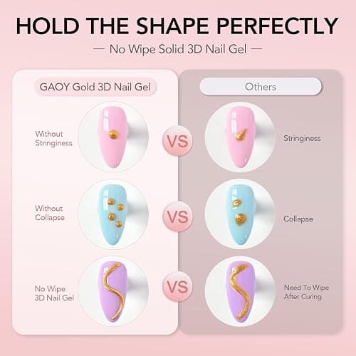 GAOY Gold 3D Nail Gel, 15g Sculpting Gel for 3D Nail Art Designs Carving, Molding, Painting, No Wipe Gel for Gems & Charms Decoration, Salon DIY Use thumbnail 3