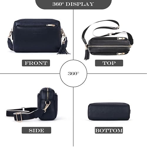 Roulens Triple Zip Small Crossbody Bag for women,Wide Strap Cell Phone Purse Shoulder Handbag Wallet with Credit Card Slots | Triple Zip, Small, Wide Strap thumbnail 4