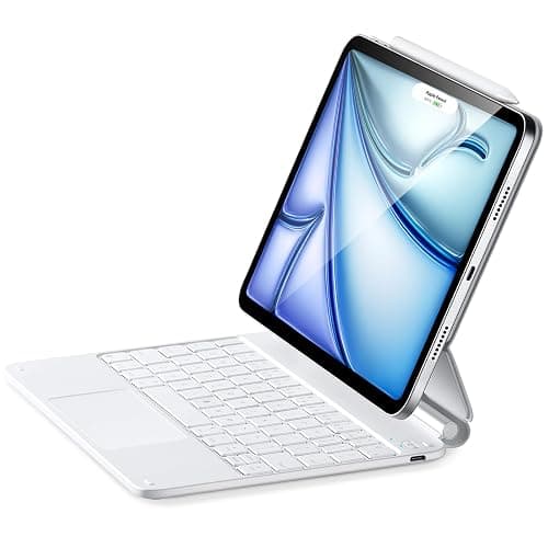 ESR for iPad Air 11/Pro 11 Inch Case with Keyboard,Quick-Set Magnetic Stand | For iPad Air 5/4th, Secure Magnetic Lock, Precision Multi-Touch Trackpad, Backlit Keys, Rebound Series, White - Image 1