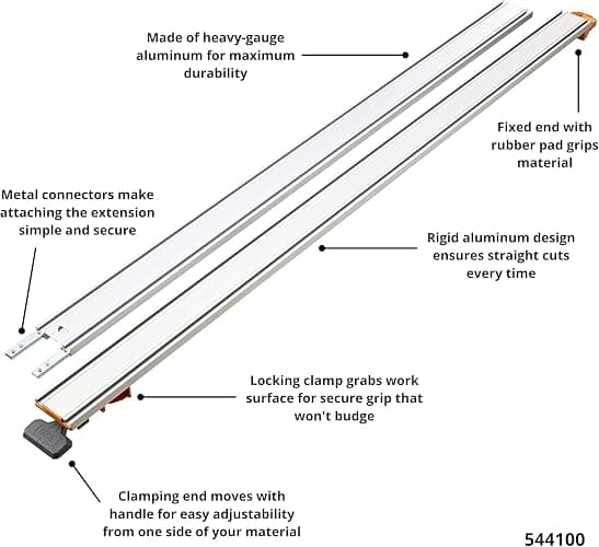 BORA NGX Circular Saw Guide Rail, 100" Straight Edge Clamp - Track Saw Rail | 100-in clamp edge straight edge guide rail for circular saws delivering accurate long straight cuts thumbnail 3