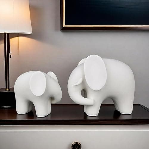 FUNSXBUG Abstract Elephant Statue Art Sculpture Figurine Collectible Gift Idea Home Decor Desktop Room Decoration Ceramics (Small) thumbnail 8