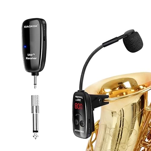 Wireless Saxophone Microphone, UHF Microphones for Sax, Charging Clip Mic with Digital Display, for Trumpet Tuba Trombone Cornet FrenchHorn Instrument Practice Teaching Street Bars Stage Performance - Image 1