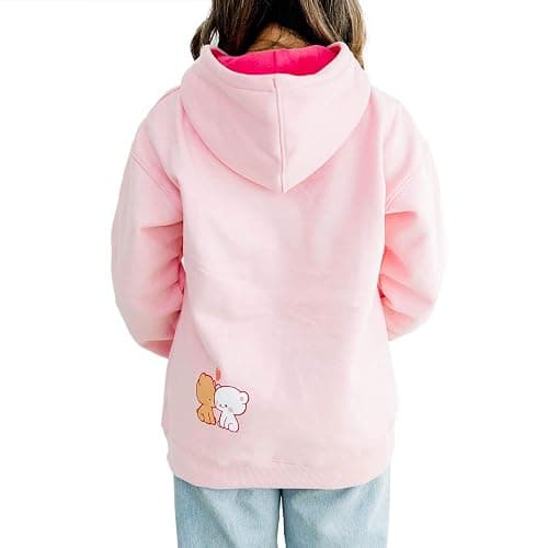 Milkmochabear Official Smooch and Snuggle Pink Black Fleece Hoodie Unisex Drop-Shoulder Milk Mocha Screen Print Embroidered thumbnail 5