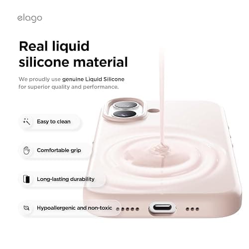 elago for iPhone 17 Case, Premium Magnetic Silicone Case, Compatible with MagSafe, Liquid Silicone Material, Protective Cover, Shockproof, Slim Phone, 6.3 inch (Lovely Pink) thumbnail 6