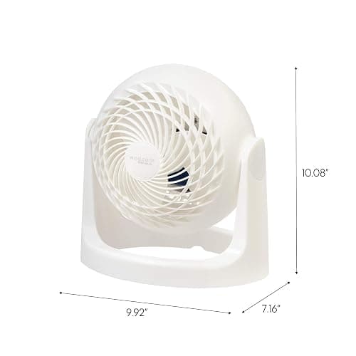 IRIS USA WOOZOO Desk Fan, Air Circulator, 3 Speeds, 52ft Max Air Distance, 360° Adjustable Tilt, 30 db Quiet Motor, Fan for Bedroom, Office, Dorm, Medium, White thumbnail 2