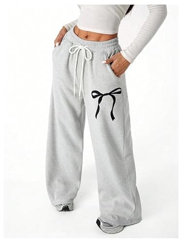 Verdusa Girl's Bow Baggy Sweatpants Wide Leg Athletic Pants with Pockets thumbnail 7