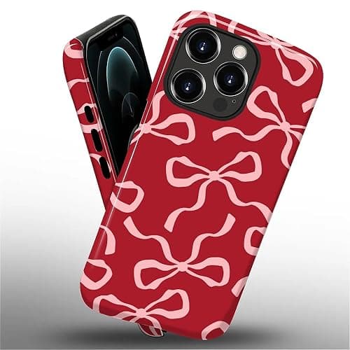 ilikediy for iPhone 12 Pro Max Case,HL2 Aesthetic Red Bow Hybrid 2 Layer Hard Shell Silicone Protective Pattern Design Case thumbnail 2