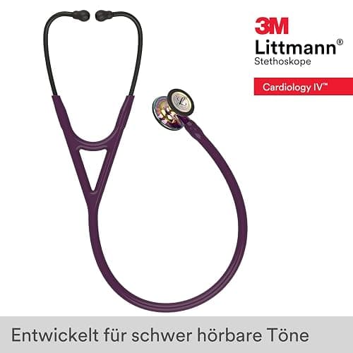 3M Littmann Cardiology IV Diagnostic Stethoscope, 6239, More Than 2X as Loud, Weighs Less, Stainless Steel High Polish Rainbow-Finish Chestpiece, 27" Plum Tube, Violet Stem and Black Headset thumbnail 2