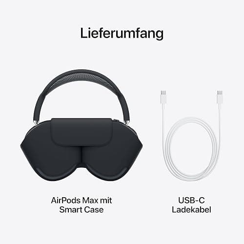 Apple AirPods Max Kabellose Kopfhörer, aktive Geräuschunterdrückung auf Pro Level, Transparenzmodus, personalisiertes 3D Audio, USB-C Ladecase, Mitternacht thumbnail 6