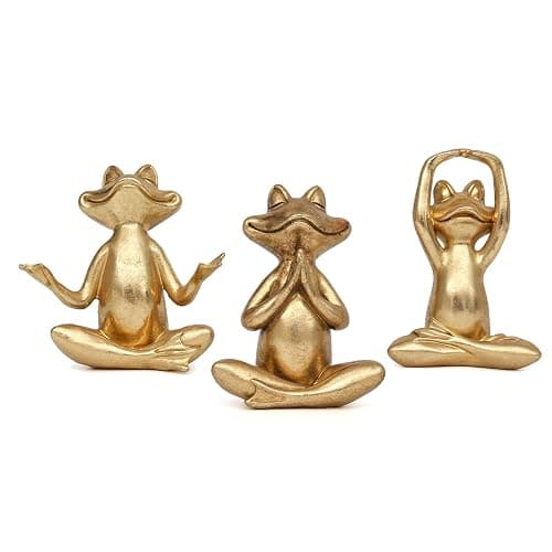 Suoedd Gold Frog Yoga Figurines 3 Pcs,Modern Decor for Shelf,Desk,Office | Bringing Peace,Tranquility,Good Luck,Power,Yoga Frog Statues For Table,Bookshelf,Living Room,Home Decor,Gifts for Mom,Women - Image 1