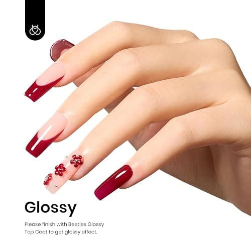 Beetles Oxblood Red Gel Polish Dark Red Full Maroon Red Fall Gel Nail Polish 15ml Soak Off UV LED Needed Nail Art Manicure Salon DIY Design at Home Gifts for Woman thumbnail 3