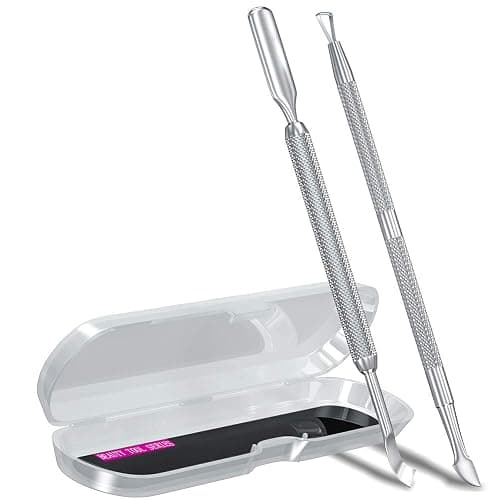 2PCS Metal Silver Cuticle Pusher and Scraper, Nail Trimmer Cutter Stainless Steel Gel Scraper Tool, Nail Polish Remover Peeler Durable Salon Manicure Pedicure Cleaner for Fingernail and Toenail - Image 1