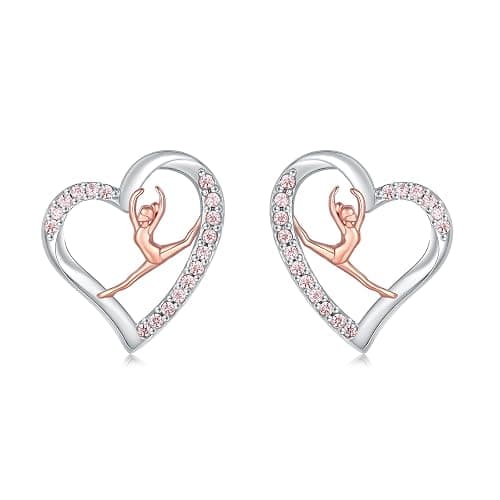 925 Sterling Silver Sport Gymnastics Stud Earrings | Gymnastics Gifts for Teen USA Gymnast Ear Studs Jewelry Gift Gymnastics Sports Jewelry for Granddaughter Christmas Gift - Image 1