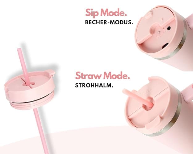 Milu Thermobecher 1,2L mit Strohhalm und Henkel – 48h Eis/24h kalt/12h heiß Edelstahl Tumbler 40oz mit Griff Isolierbecher to go Isolierflasche Trinkflasche doppelwandig isoliert (Blossom Pink, 1,2L) thumbnail 6