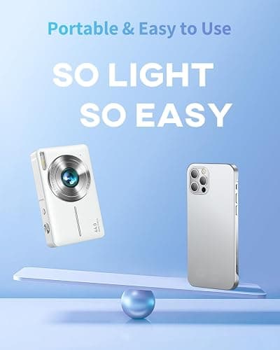 Digital Camera, Kids Camera FHD 1080P Point and Shoot Camera with 16X Zoom Anti Shake, Small Compact Camera for Teen Starter Children Kid Student Girl Boy(Pearl White) thumbnail 5