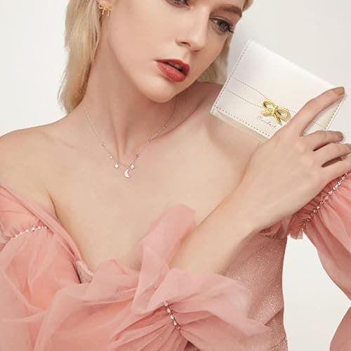 Sunwel Fashion Wallets Girls Cute Coquette Bow Small Wallet Aesthetic Card Holder ID Window Purse for Women (CREAM) thumbnail 2
