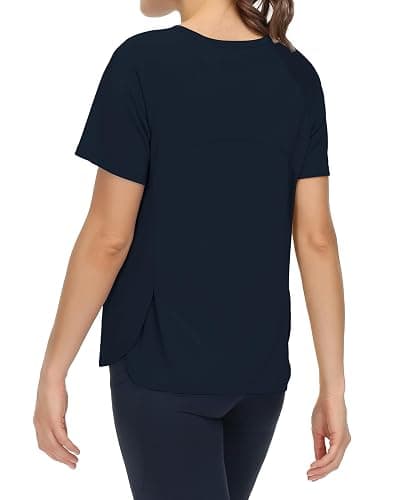 THE GYM PEOPLE Women's Short Sleeve Workout Shirts Breathable Yoga T-Shirts with Side Slits Athletic Tee Tops - Image 1