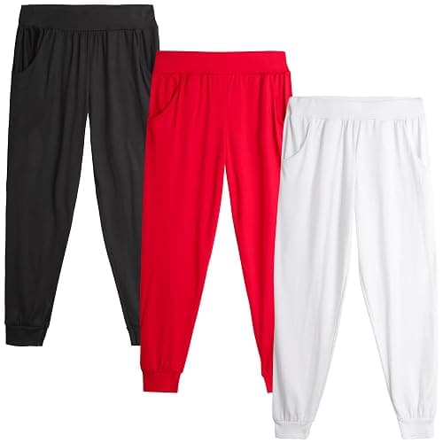 Sweet Hearts Girls Sweatpants - 3 Pack Girls' Activewear High Waisted Jogger Pants with Pockets: Made in USA (Sizes: 5-18) - Image 1