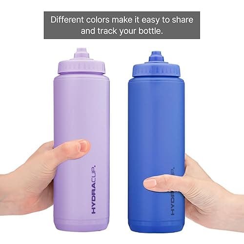 Hydra Cup Sport [4 Pack] 32 oz Squeeze Water Bottles, Fast Flow Sports Water Bottle with Ball Blender Whisk, Bike & Cycling Water Bottle, Travel To Go, BPA Free (Bright Colors) thumbnail 5