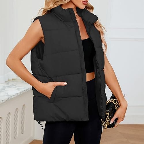 Century Star Puffer Vest for Women's Outerwear Vests Puffy Oversized 2024 Quilted Vest Tops Jackets Coat with Pockets thumbnail 3