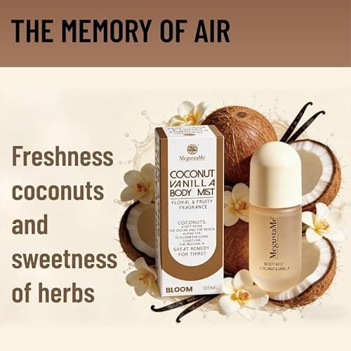 MegustaMe Coconut Vanilla Body Spray | Paraben-Free & Phthalate-Free | Long-Lasting Fresh Fragrance | coconut body spray | vanilla coconut perfumes for women, 3.38 fl oz (100ml) thumbnail 4