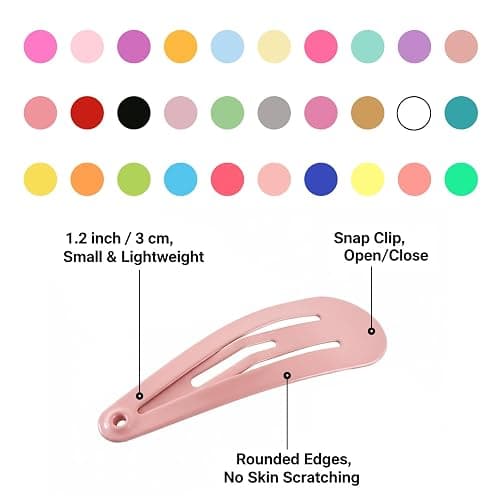 Babymatch Baby Barrettes Hair Clips: 1.2 inch (3cm) Small Mini Snap for Toddler Little Girls Kids 150pcs (30 colors) thumbnail 3