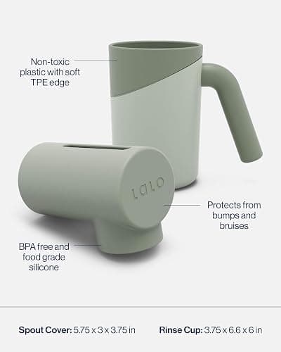 Lalo Bathtime Starter Kit - Modern Baby Bathtub, Rinse Cup & Spout Cover Bundle, Safe & Clean Design for Newborns, Minimalist Design, Easy to Clean, 25.3 x 18 x 7.7 in, 10 lb - Sage - Sage thumbnail 4