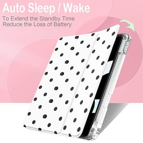 Feams Case for iPad (A16) 11th Generation 11 Inch 2025, iPad 10th Generation 10.9 Inch 2022, Slim Tri-Fold Stand Clear Back Cover with Pencil Holder & Auto Sleep, Polka Dot thumbnail 4