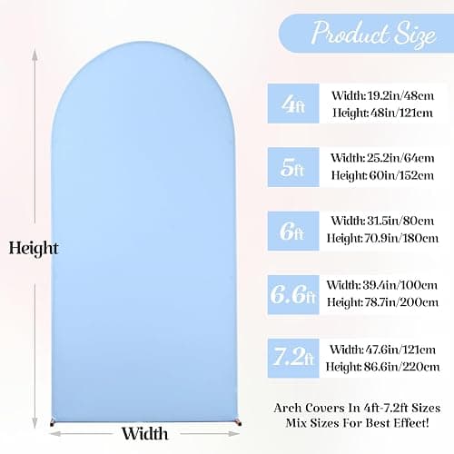 Wedding Arch Backdrop Cover, 6FT White Blue Arch Cover Stretchy Backdrops, Double-Sided Arch Stand Covers for Wedding Ceremony, Baby Shower, Birthday Party Decoration thumbnail 6