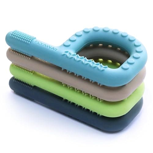 Sensory Toys for Kids Babies Toddlers 4 Pack, P Shape Baby Teething Toys for 3-6 6-12 Months Oral Motor Stimulation, Sensory Chew Toys for Autistic Children, Silicone Chewy Necklaces for Kids Adults - Image 1