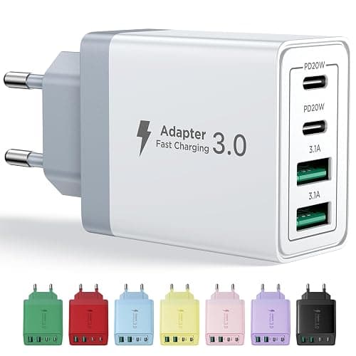 Aioneus USB C Ladegerät, 4 Ports Mehrfach Ladegerät mit USB-C und USB-A, 40W Schnellladegerät PD 3.0 Power Adapter USBNetzteil für iPhone 16 15 14 Pro Max 13 12 11 SE 2020 XS XR 8 7, Samsung, Handys - Image 1