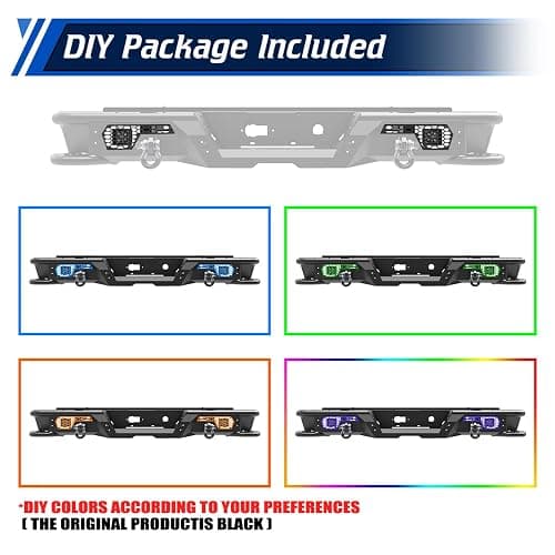 Nixon Offroad Rear Bumper for 2007-2018 Chevy Chevrolet Silverado 1500 & For 2007-2018 Gmc Sierra, Step Rear Bumper Work w/Factory Parking Sensor, Included D-ring Shackles & LED Pod Lights (102) thumbnail 9
