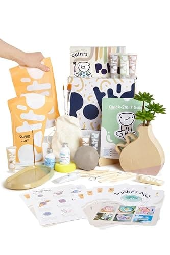 Pott'd at Home Pottery Kit for Adults. Air Dry Clay Kit for Beginners. Craft Kit for Adults Includes: Air-Dry Clay for Adults, Tools, Paints, Brushes, Sealant, How-to-Guides - Image 1