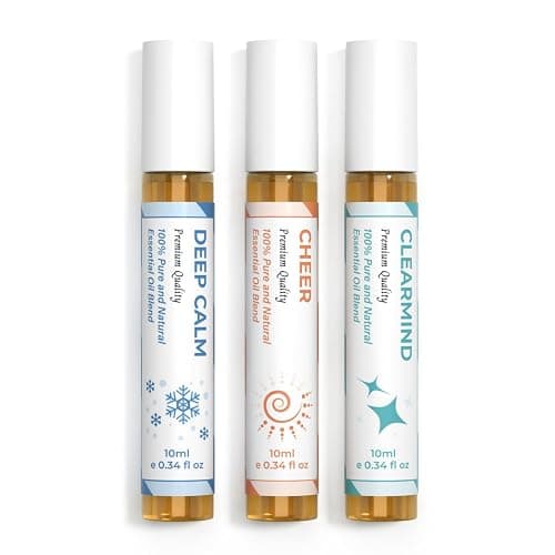 Essential Oil Set (Deep Calm, Cheer, ClearMind), Aromatherapy Roll On Blends for Massage, Body Care & Home Use, Great Fragrance Roller Gift for Men & Women thumbnail 7