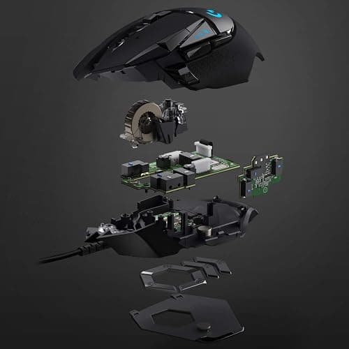 Logitech G502 HERO High Performance Wired Gaming Mouse, HERO 25K Sensor, 25,600 DPI, RGB, Adjustable Weights, 11 Buttons, On-Board Memory, PC/Mac thumbnail 10