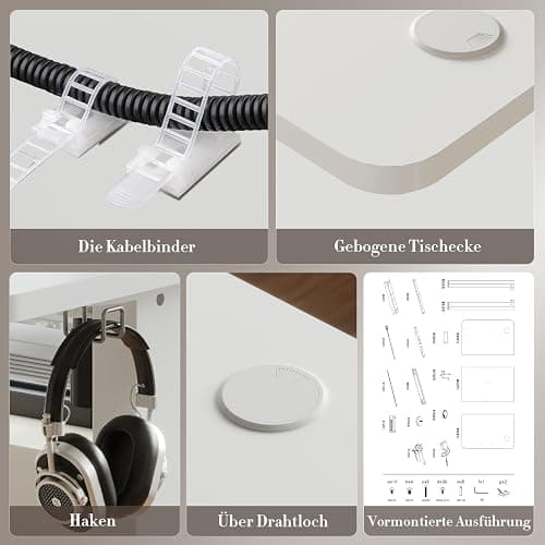 Airfish Bureau réglable en hauteur 100x60cm avec prise USB, bureau réglable en hauteur électrique avec fonction mémoire, 73-118cm, blanc thumbnail 5