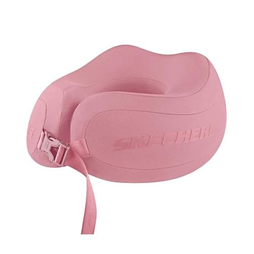 Skechers Neck Pillow for Traveling,Memory Foam Travel Neck Pillow for Airplane Travel Pillow for Flight Headrest Sleep, Portable Plane Accessories,Pink - Image 1
