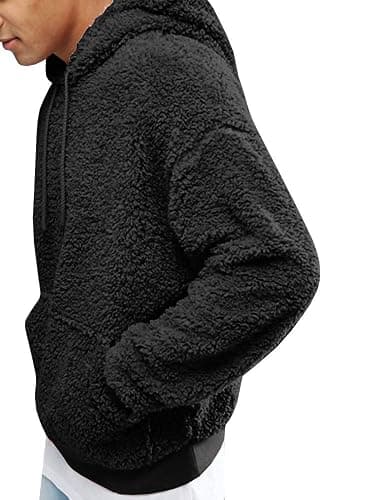 Runcati Mens Hoodie Fluffy Sherpa Hooded Jumper Fuzzy Plush Sweatshirt Teddy Fleece Kangaroo Pocket Winter Outwear thumbnail 3