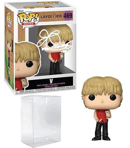 BTS V #469 (Love Me Again) Layover Facsimile Signed Reprint Laser Autographed Funko POP! Rocks Figurine with Protector Case thumbnail 3