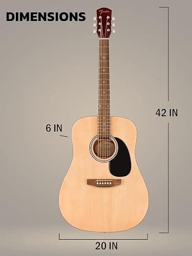 Fender Dreadnought Acoustic Guitar - Natural Bundle with Gig Bag, Tuner, Strings, Picks, Fender Play Online Lessons, and Austin Bazaar Instructional DVD thumbnail 9