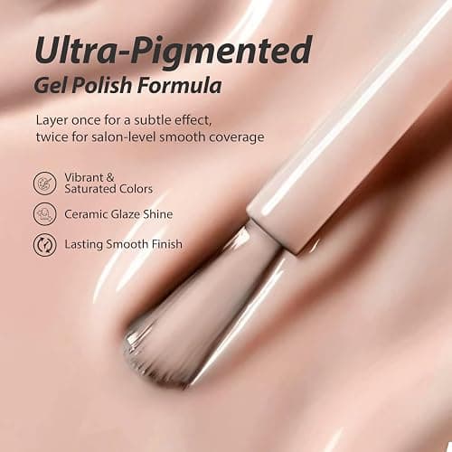 Makartt Ultra-Pigmented Gel Nail Polish Nude 15ml, One N'Done Nude Gel Polish One-Coat High-Gloss Ceramic Shine, Salon-Grade UV Nail Art Manicure DIY Salon Home - Barely There thumbnail 4