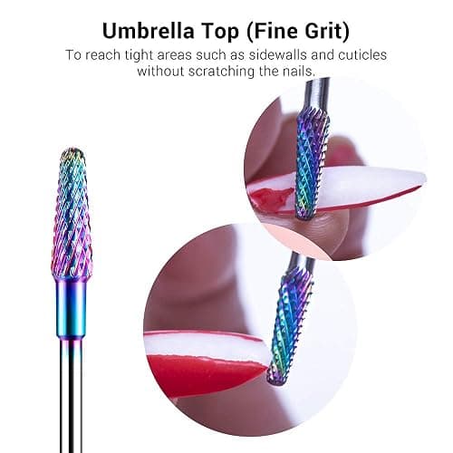 MelodySusie Nagelfräser Bits Set, 7Stk Wolframkarbid Diamant Bits für Acrylnägel Poly Gel Nagelhaut entfernen, 3/32'' Professionelle Nagelbits für Nagelfräser Efeil (Bunt) thumbnail 7