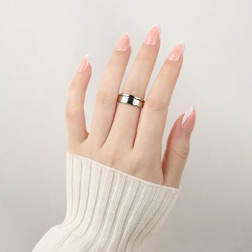Teenitor Almond French Tip Black Press On Nails - Short, Medium Coffin Shapes - Glue On Nails Kit thumbnail 9