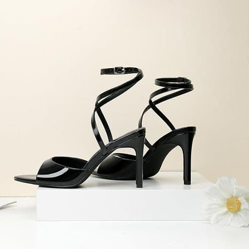 Susanny High Heels for Women Pointed Open Toe Strappy Chunky Block Heels Ankle Strap Stiletto Kitten Heeled Sandals Wedding Bridal Party Prom Sexy Dress Shoes thumbnail 8