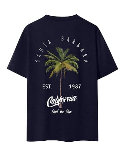 Mens Graphic T-Shirts Short Sleeve Palm Tree Print Summer Top Crewneck Cotton Casual California Tees for Men thumbnail 6
