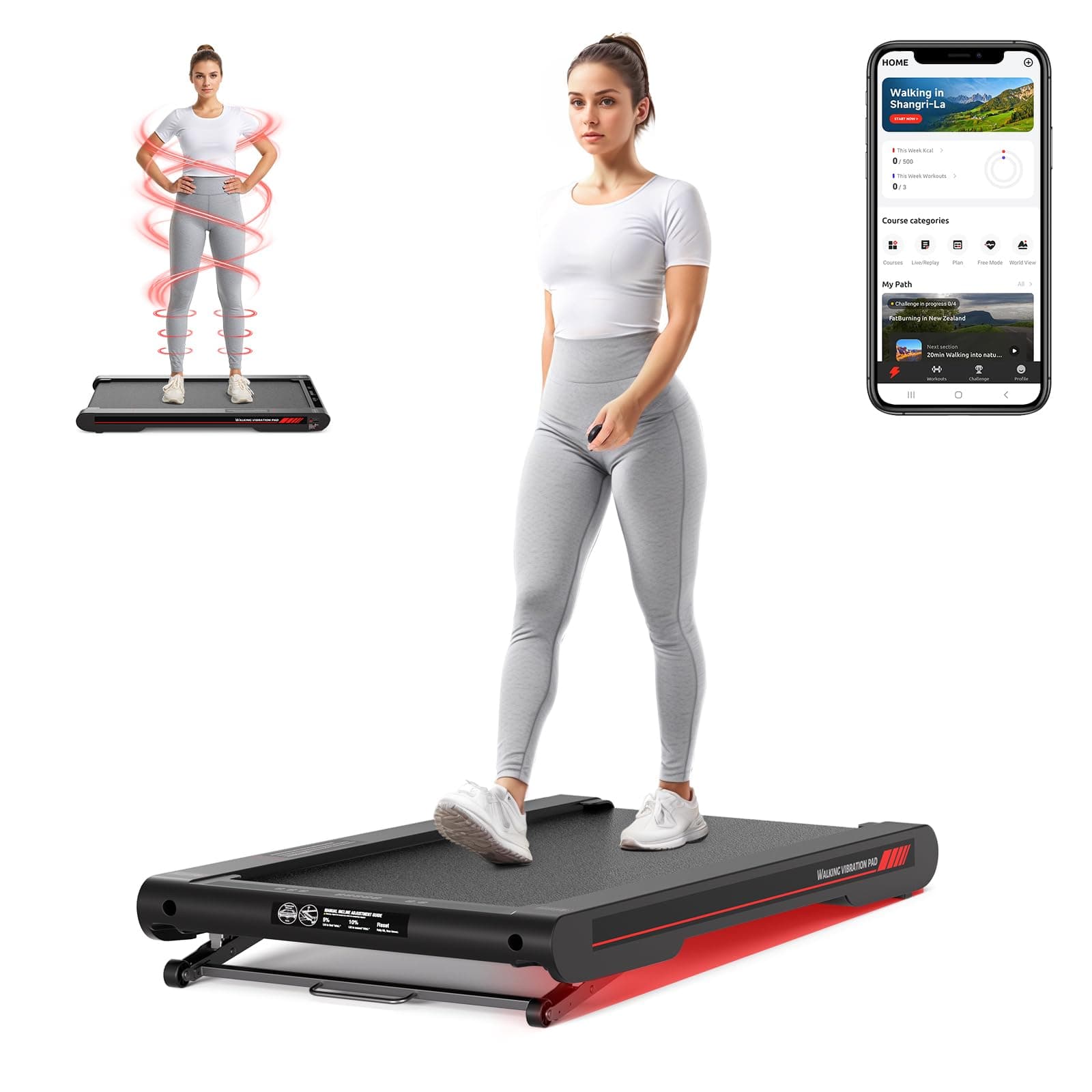 Sperax Walking Vibration Pad with APP，4 in 1 Under Desk Treadmill for Home, Portable Vibration Machine - Image 1