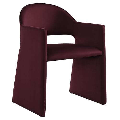 Modway Talia Performance Velvet Dining Armchair in Mulberry - Modern Curved Dining Chair with Open-Back - Stain-Resistant Velvet Barrel Chair - Living Room Accent Chair with Arms thumbnail 5