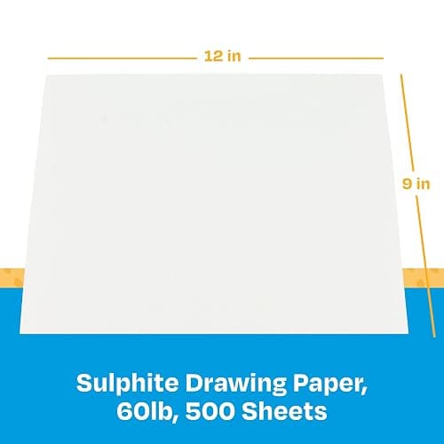 Sax Sulphite Drawing Paper, 9 x 12 Inches, Extra-White, Pack of 500 - 053931 thumbnail 3